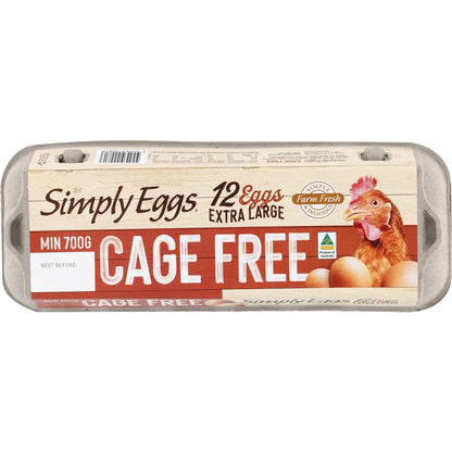 Simply Eggs 12 Pack Extra Large Cage Free Eggs 700g