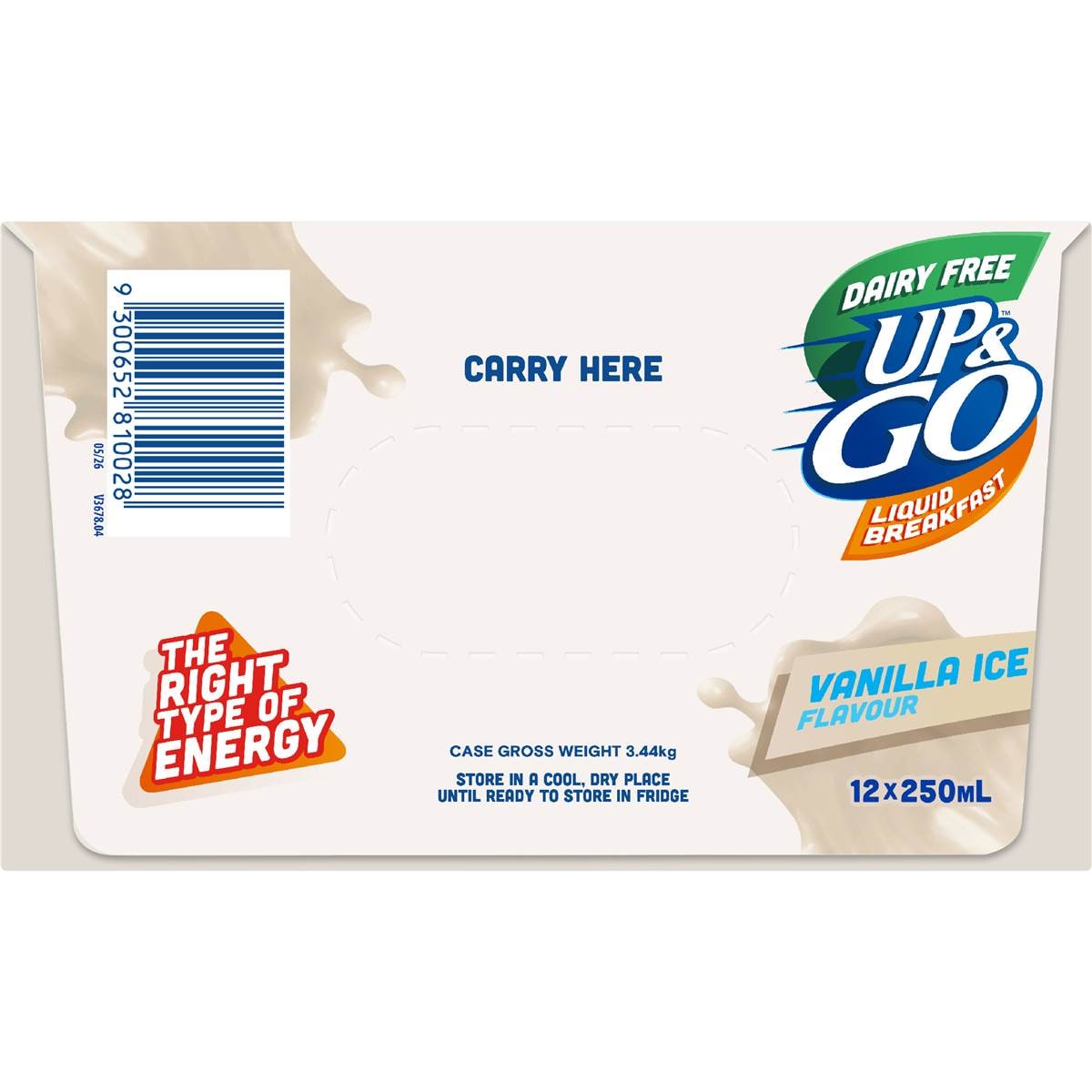 Up&Go Dairy Free Liquid Breakfast Vanilla Ice 250mL x 12 pack