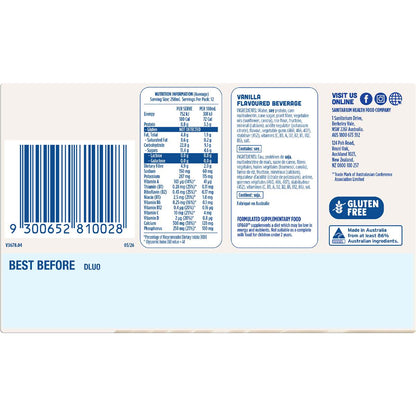 Up&Go Dairy Free Liquid Breakfast Vanilla Ice 250mL x 12 pack