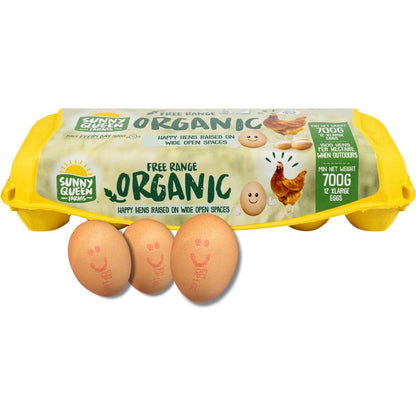Sunny Queen 12 Pack Organic Extra Large Free Range Eggs 700g