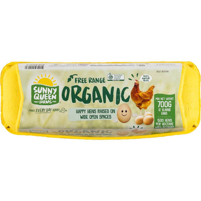 Sunny Queen 12 Pack Organic Extra Large Free Range Eggs 700g