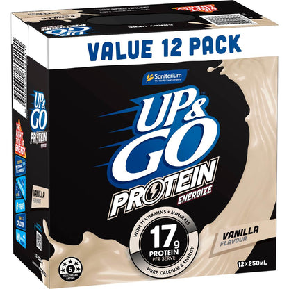 Up&Go Protein Energize Breakfast Liquid Vanilla 250mL x 12 pack