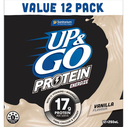 Up&Go Protein Energize Breakfast Liquid Vanilla 250mL x 12 pack