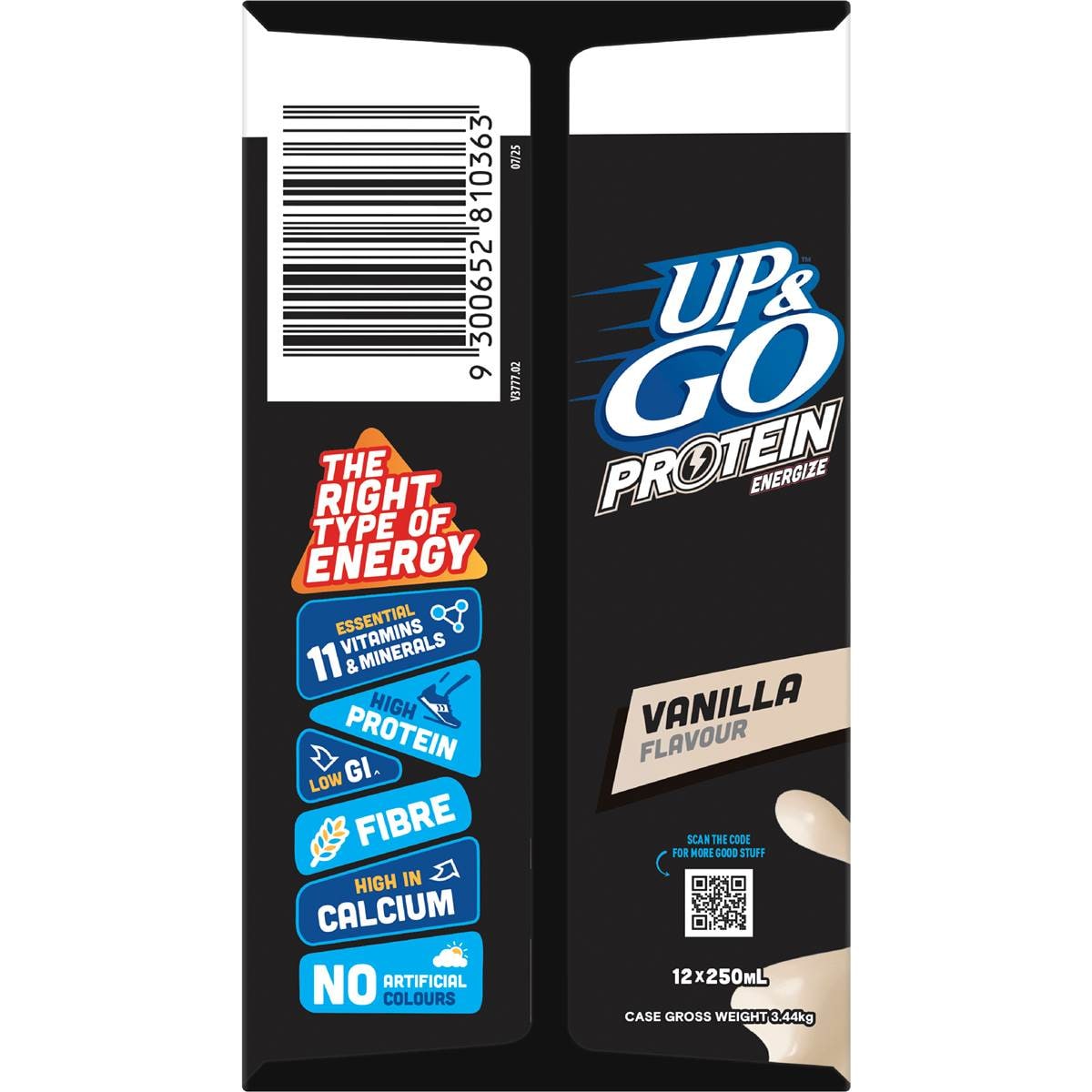 Up&Go Protein Energize Breakfast Liquid Vanilla 250mL x 12 pack