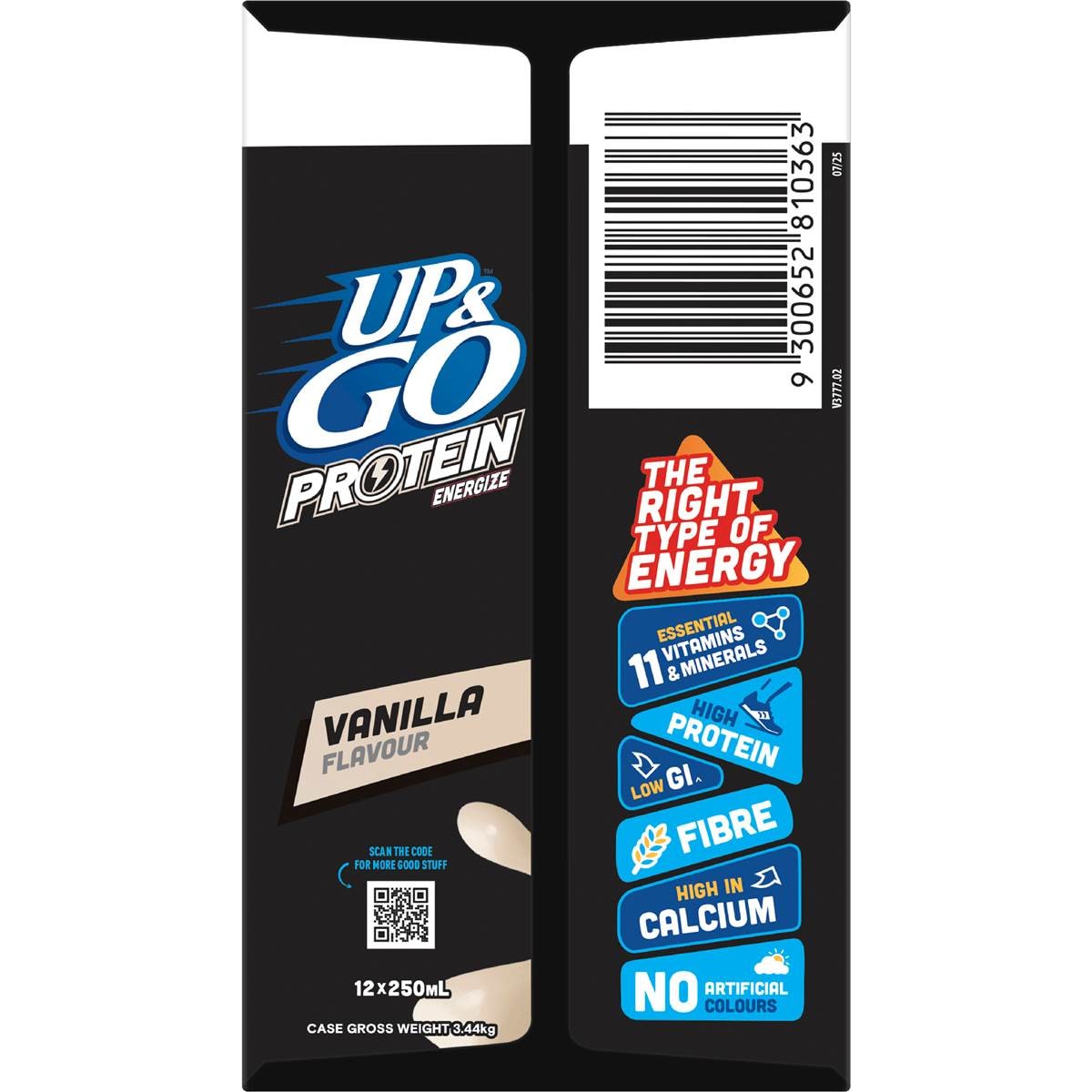 Up&Go Protein Energize Breakfast Liquid Vanilla 250mL x 12 pack