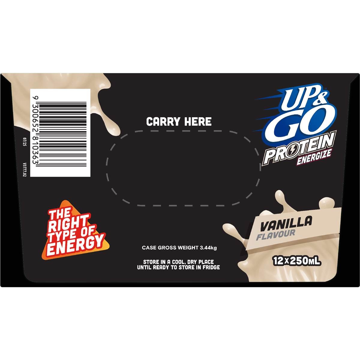 Up&Go Protein Energize Breakfast Liquid Vanilla 250mL x 12 pack