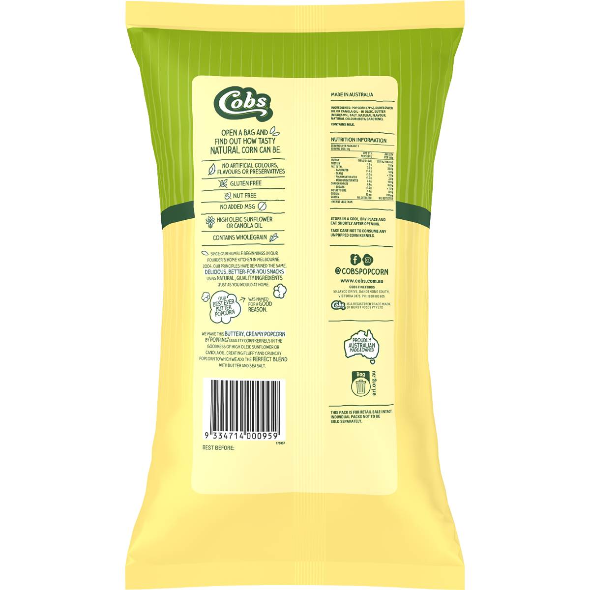 Cobs Best Ever Butter Popcorn 65g 5 pack