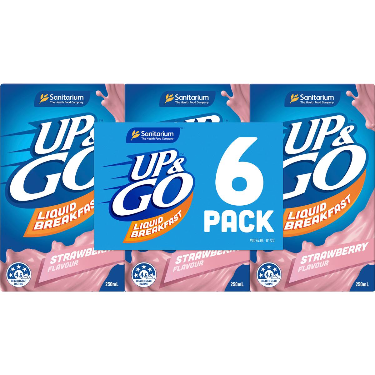 Up&Go Liquid Breakfast Strawberry 250mL x 6 pack
