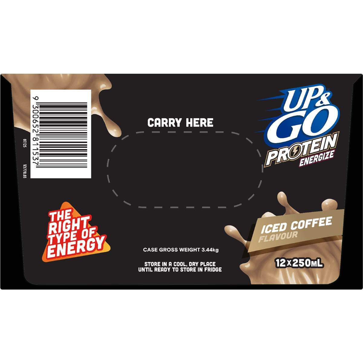 Up&Go Protein Energize Iced Coffee Flavour Breakfast Drink 250mL x 12 pack