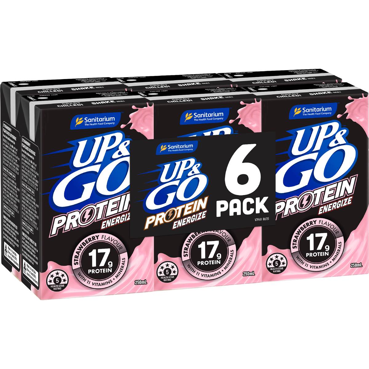 Up&Go Protein Energize Liquid Breakfast Strawberry 250mL x 6 pack