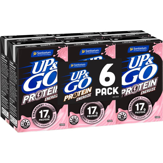 Up&Go Protein Energize Liquid Breakfast Strawberry 250mL x 6 pack