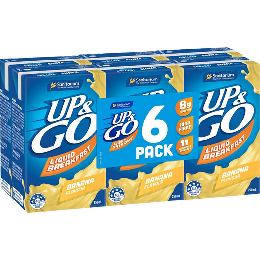 Up&Go Liquid Breakfast Banana 250mL x 6 pack