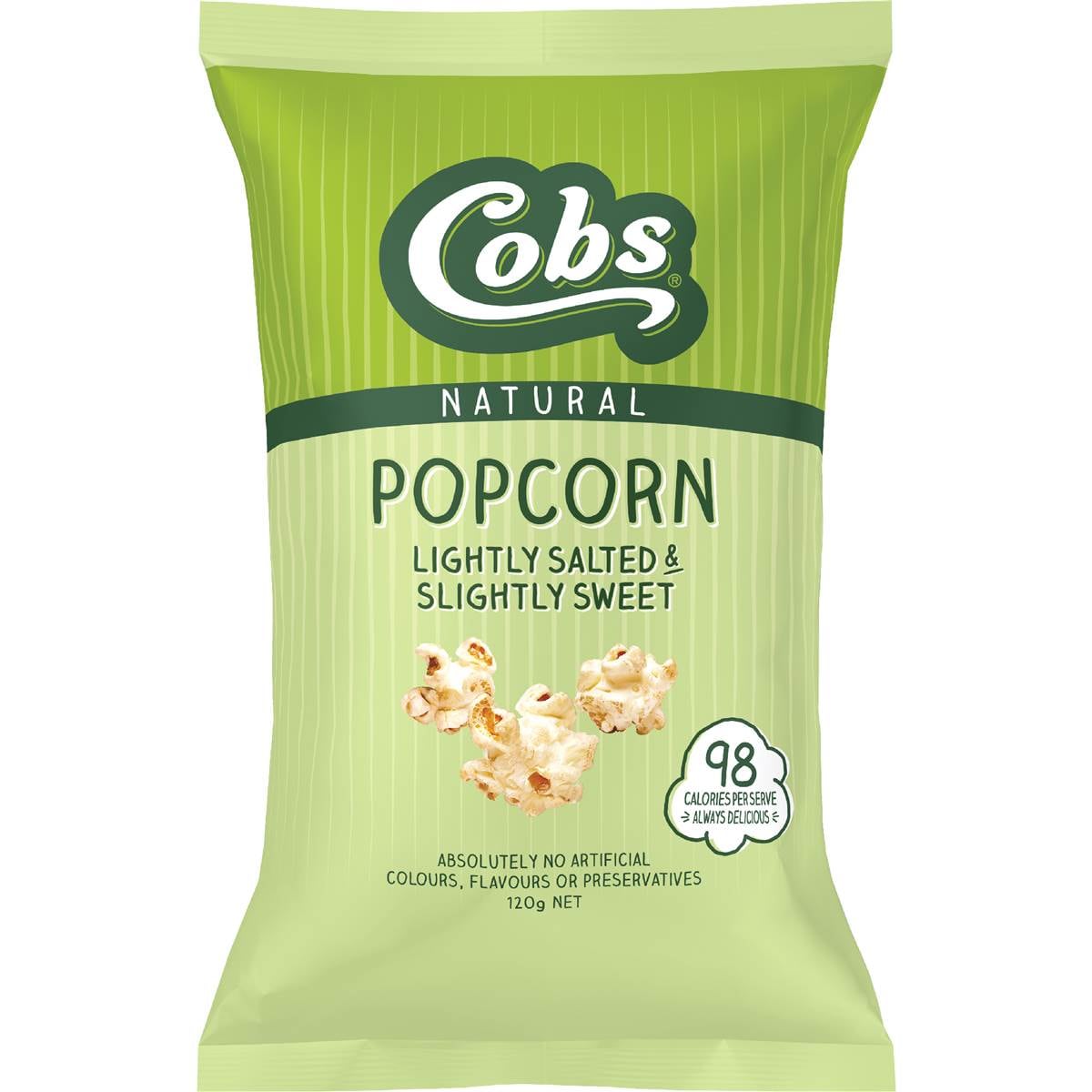Cobs Natural Popcorn Lightly Salted Slightly Sweet 120g
