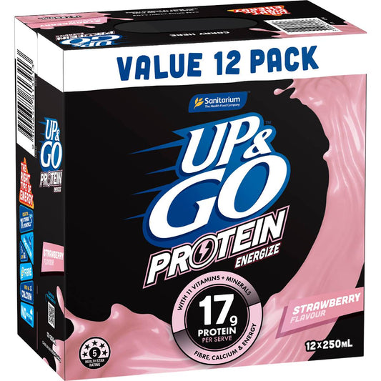 Up&Go Protein Energize Liquid Breakfast Strawberry 250mL x 12 pack