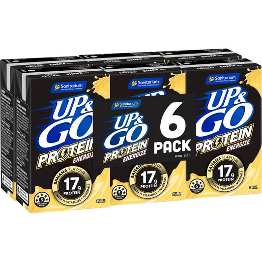 Up&Go Protein Energize Liquid Breakfast Banana 250mL x 6 pack