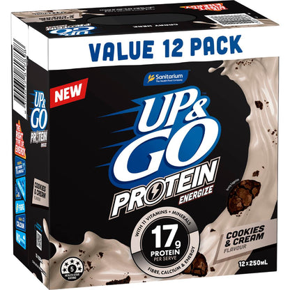 Up&Go Protein Energize Liquid Breakfast Cookies & Cream 250mL x 12 pack