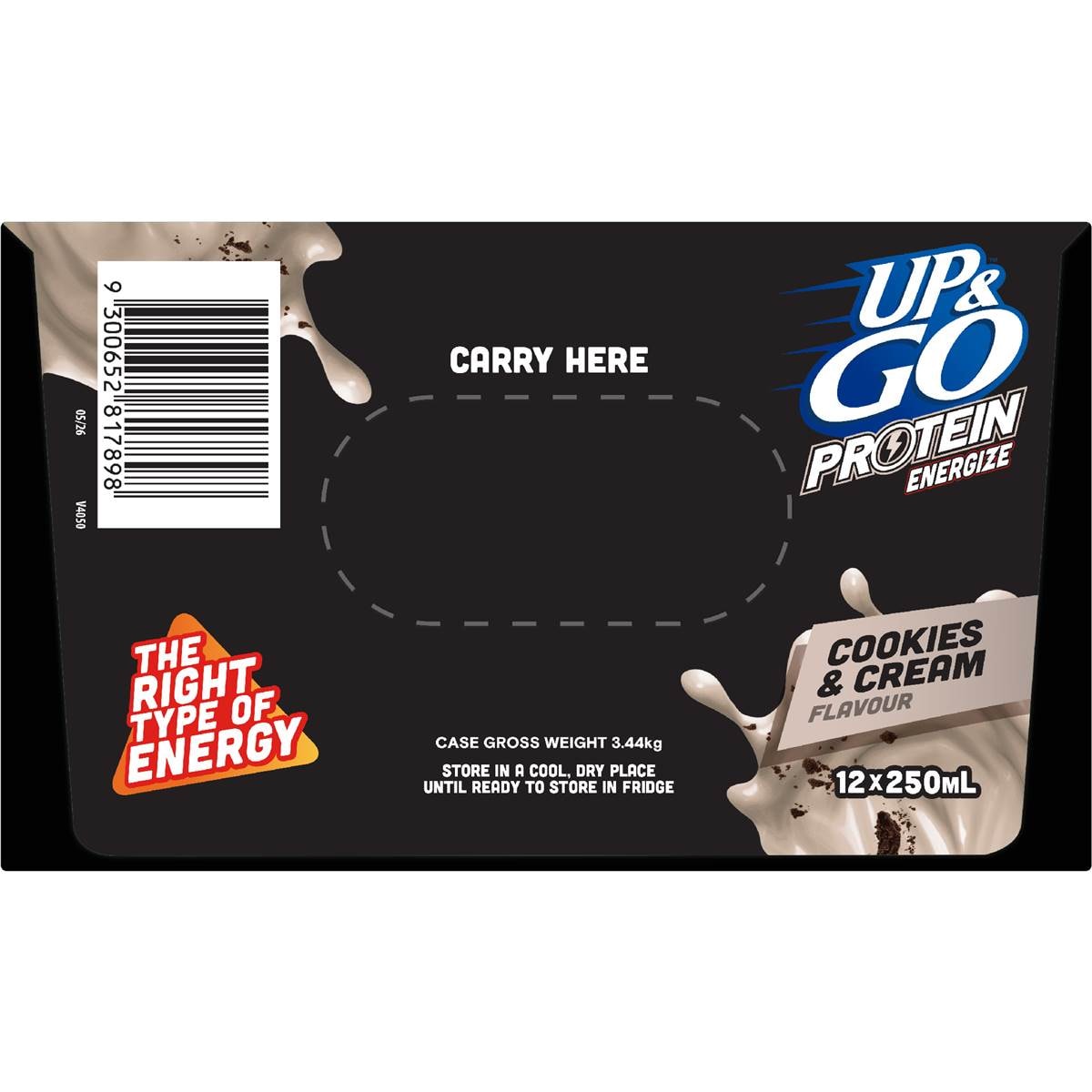 Up&Go Protein Energize Liquid Breakfast Cookies & Cream 250mL x 12 pack