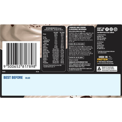 Up&Go Protein Energize Liquid Breakfast Cookies & Cream 250mL x 12 pack