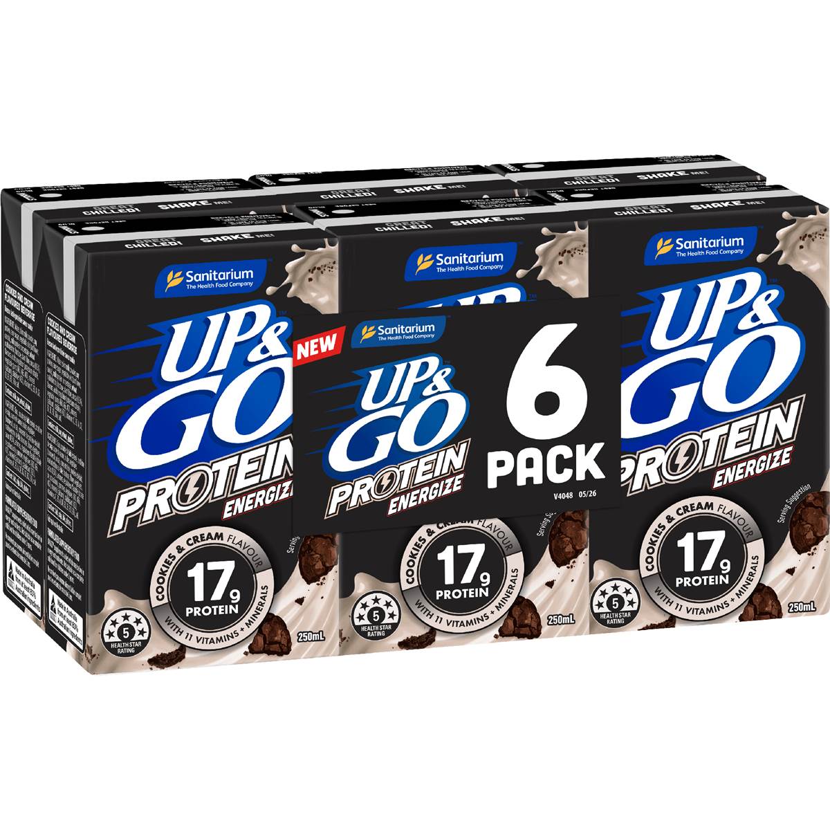 Up&Go Protein Energize Cookies & Cream Liquid Breakfast 250mL x 6 pack