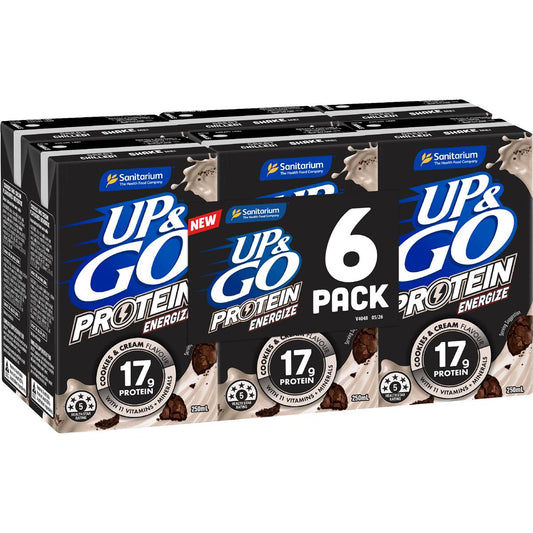 Up&Go Protein Energize Cookies & Cream Liquid Breakfast 250mL x 6 pack