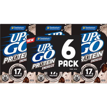 Up&Go Protein Energize Cookies & Cream Liquid Breakfast 250mL x 6 pack