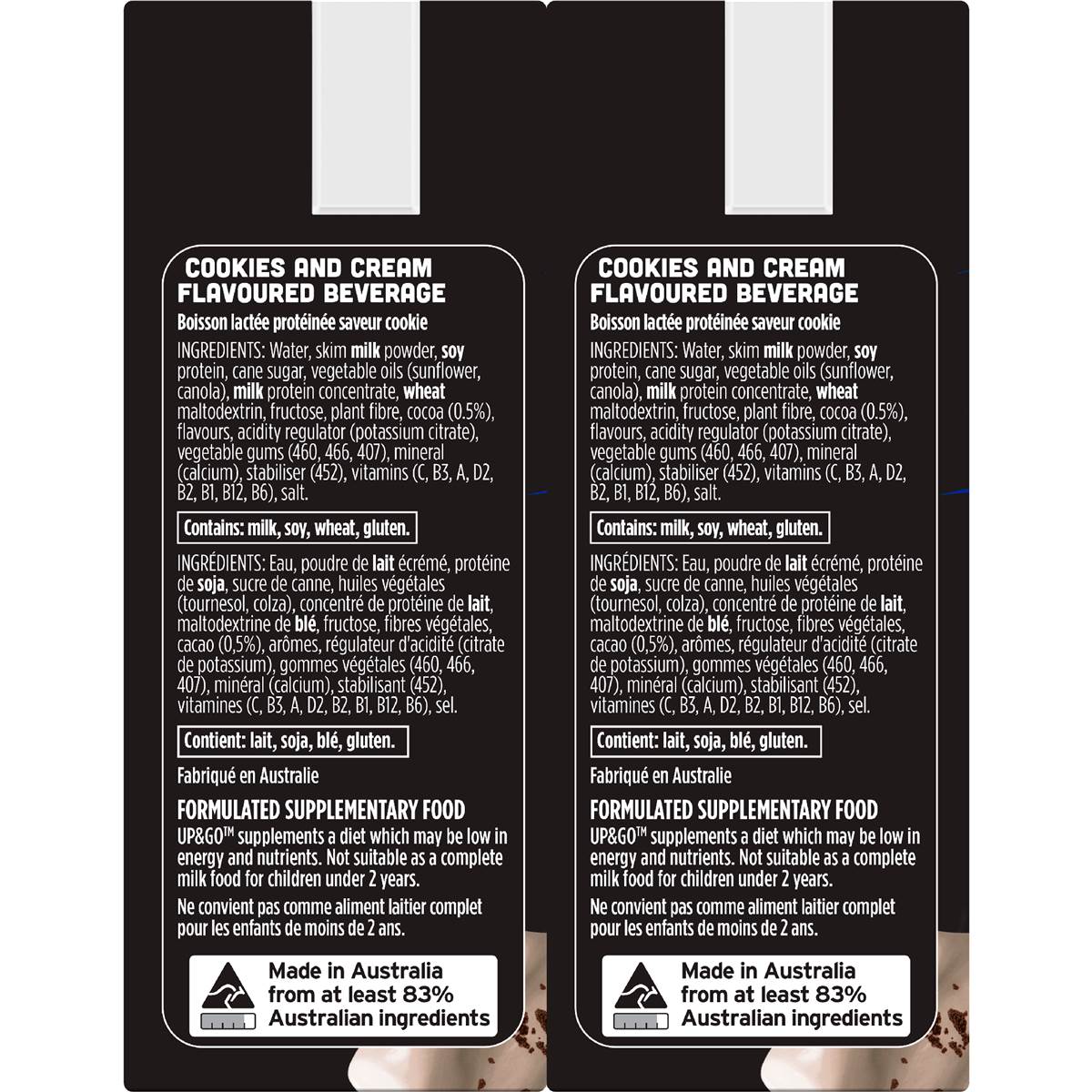 Up&Go Protein Energize Cookies & Cream Liquid Breakfast 250mL x 6 pack