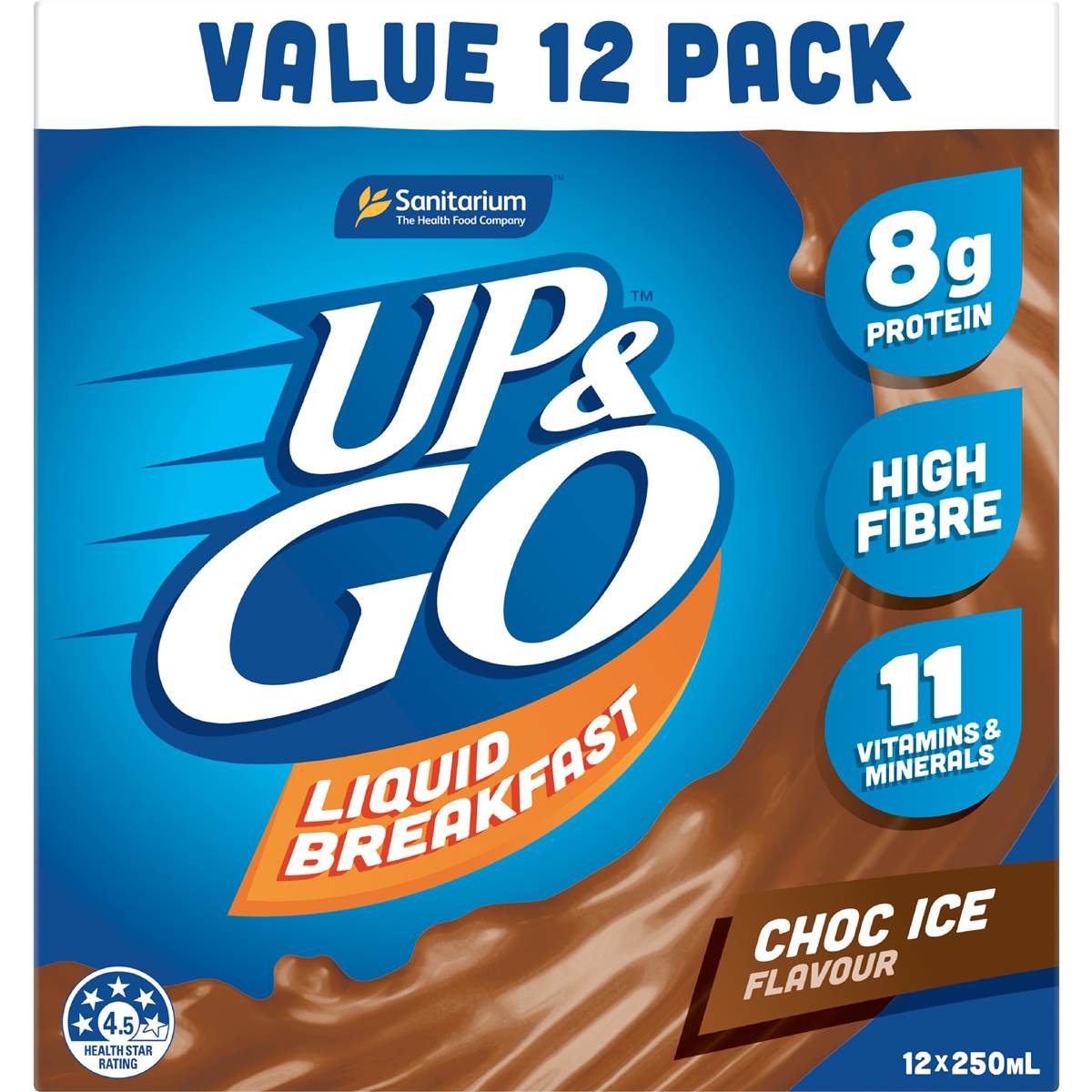Up&Go Liquid Breakfast Choc Ice 250mL x 12 pack