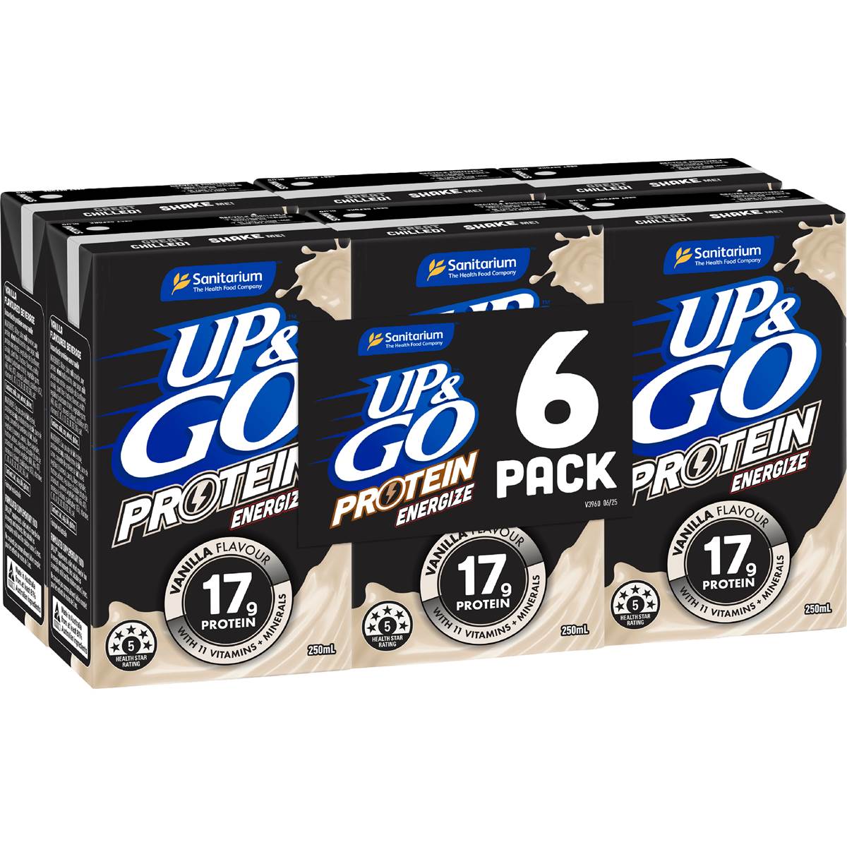 Up&Go Protein Energize Liquid Breakfast Vanilla 250mL x 6 pack