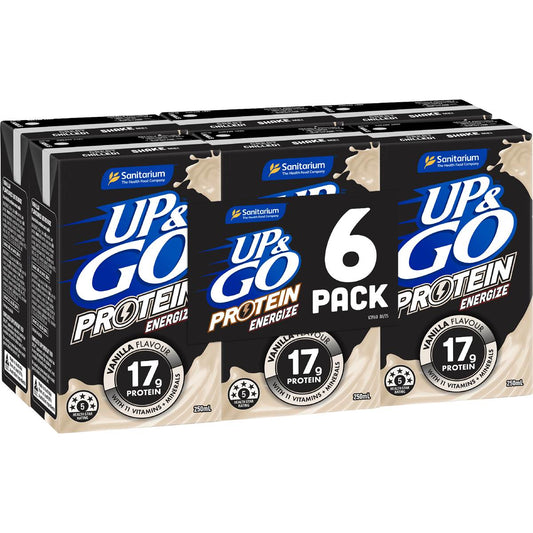 Up&Go Protein Energize Liquid Breakfast Vanilla 250mL x 6 pack