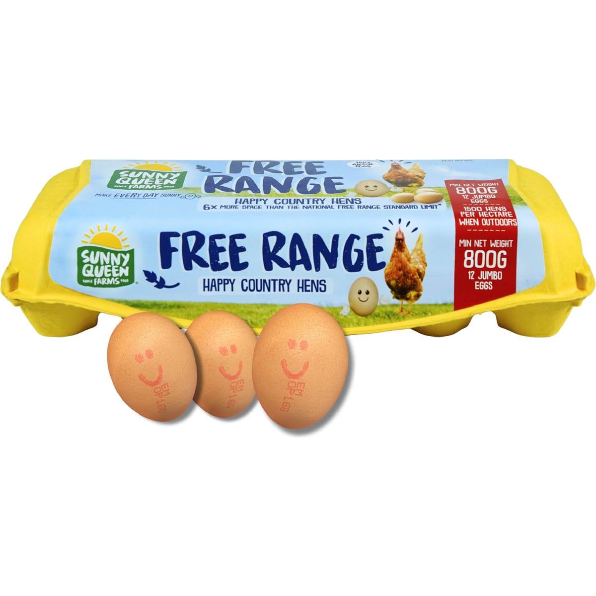 Sunny Queen 12 Pack Jumbo Free Range Eggs 800g