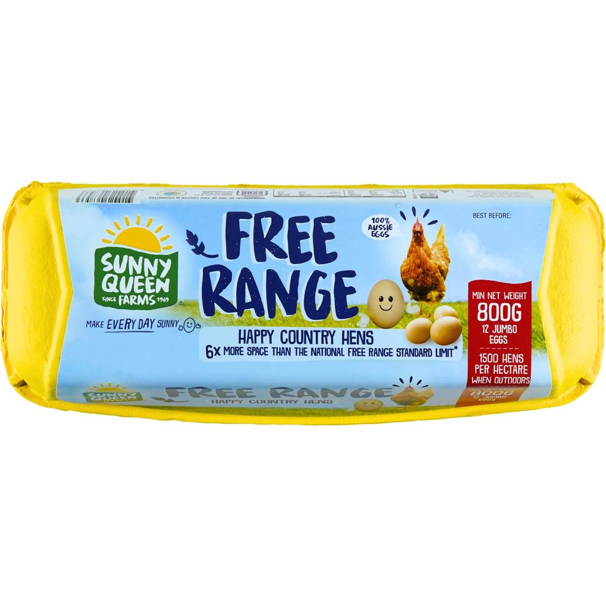 Sunny Queen 12 Pack Jumbo Free Range Eggs 800g