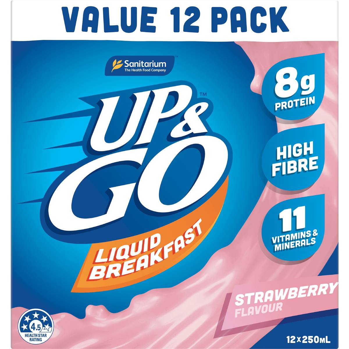 Up&Go Liquid Breakfast Strawberry 250mL x 12 pack