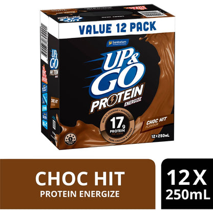 Up&Go Protein Energize Liquid Breakfast Choc 250mL x 12 pack
