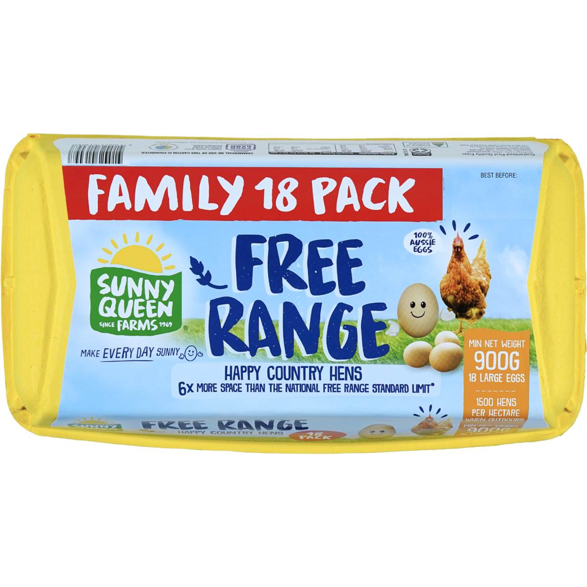 Sunny Queen 18 Pack Large Free Range Eggs 900g