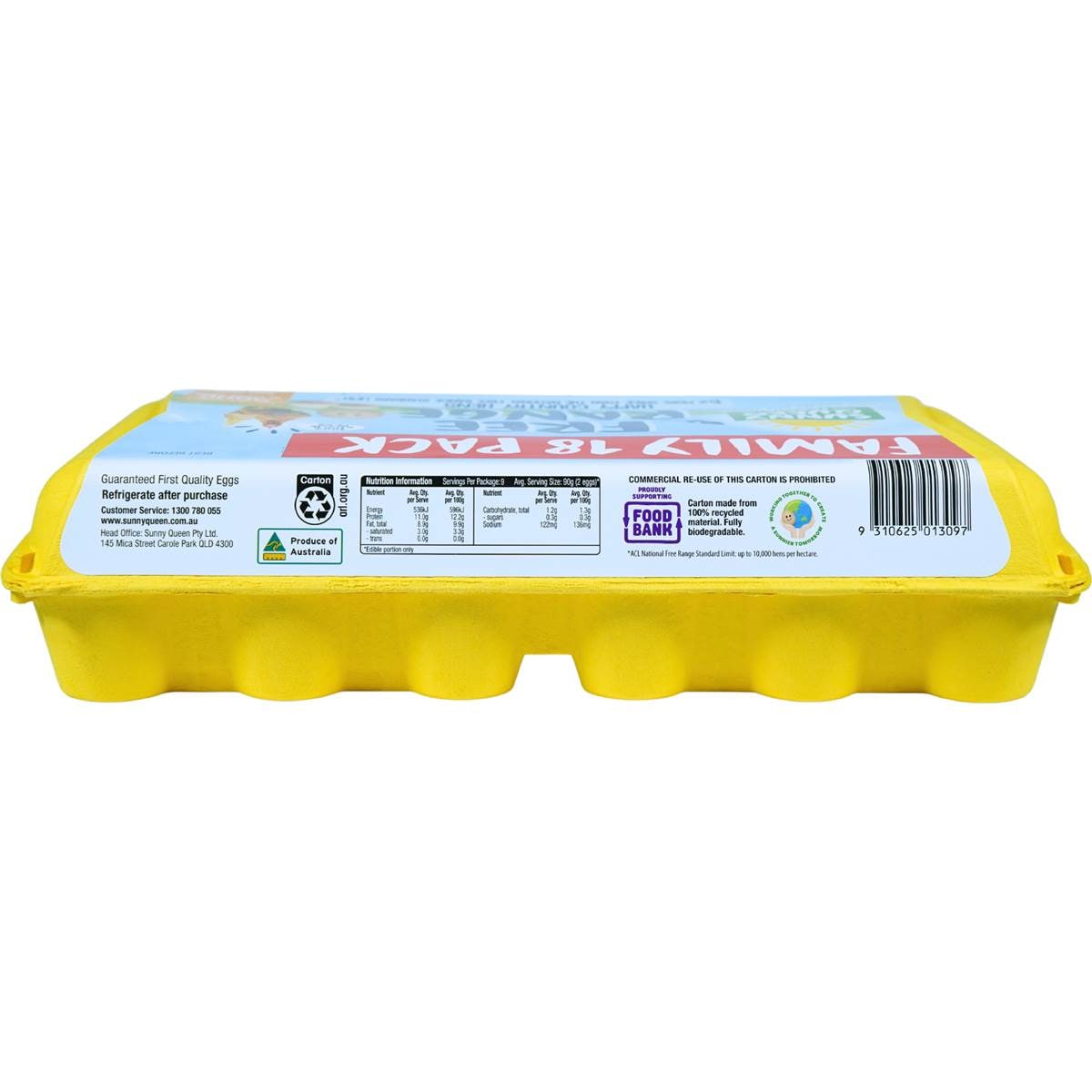 Sunny Queen 18 Pack Large Free Range Eggs 900g