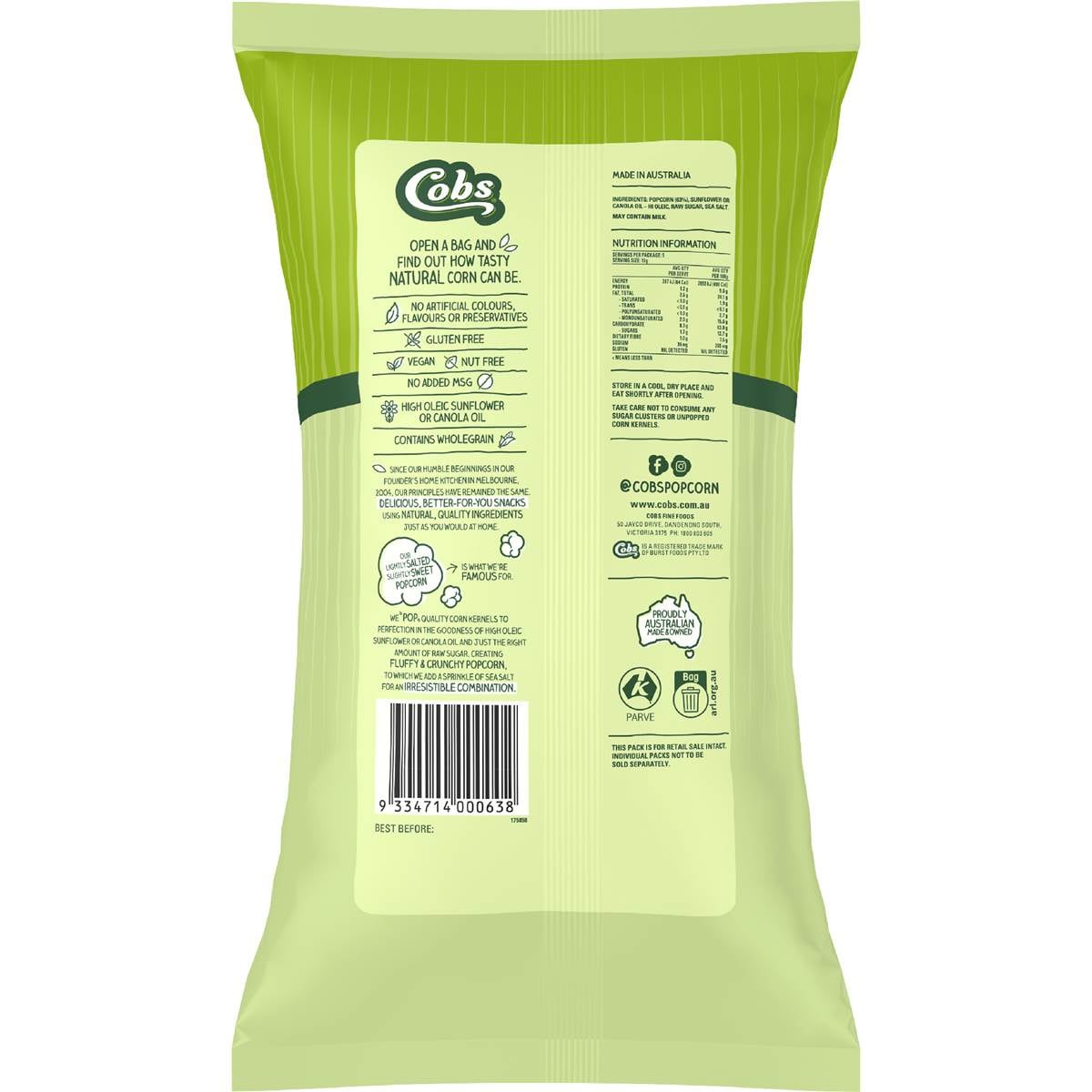 Cobs Sweet & Salty Popcorn 65g 5 pack