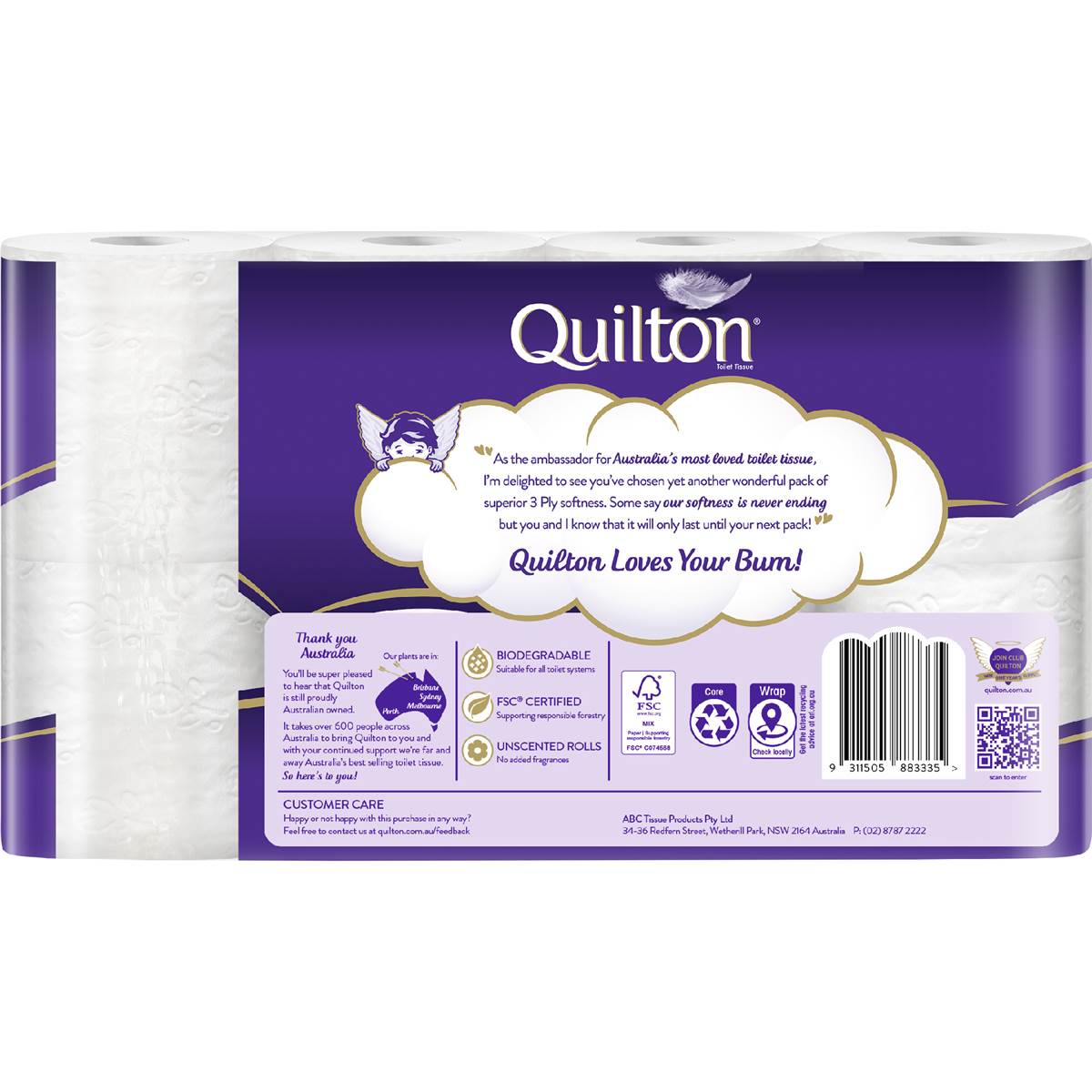 Quilton Classic 3 Ply Toilet Paper 8 pack