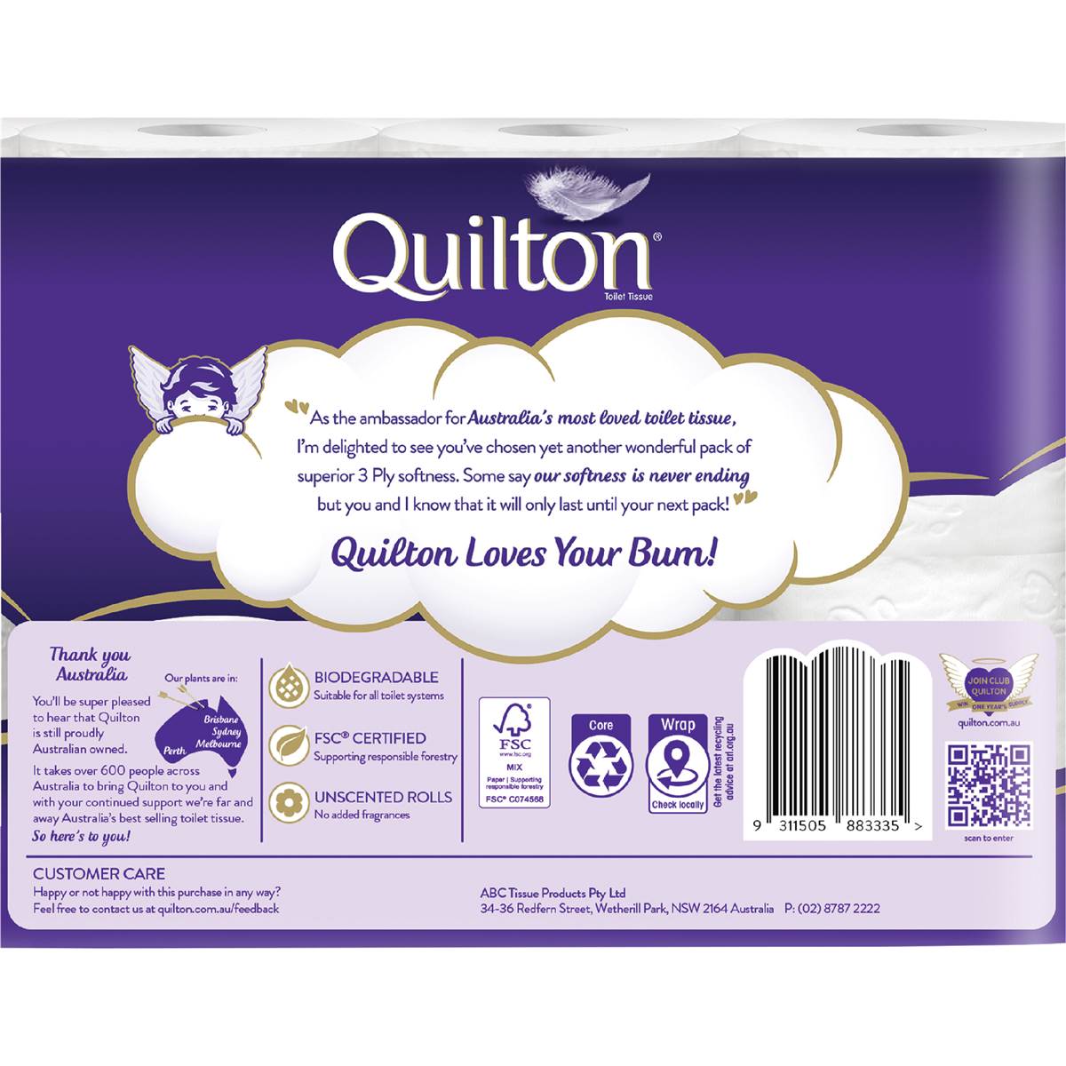 Quilton Classic 3 Ply Toilet Paper 8 pack