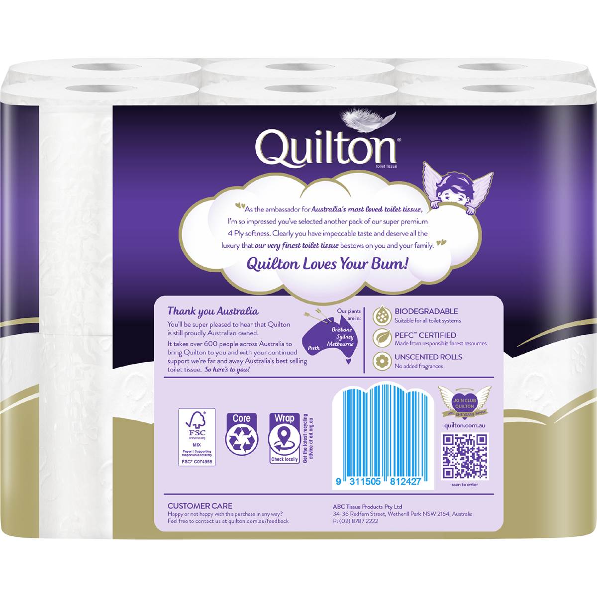 Quilton Gold 4 Ply Toilet Paper 12 pack