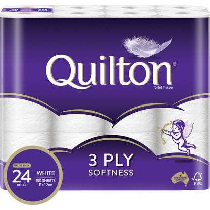 Quilton White 3 Ply Toilet Paper 24 pack