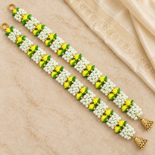 Yellow green and white artificial garland pair, 4 ft